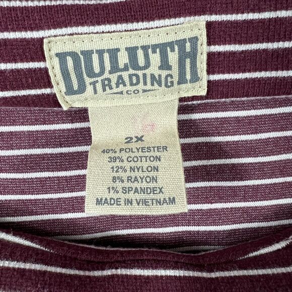 Duluth Trading Co Dress 2X Plus Ponte Pro Maroon Stripe Thick Comfort Outdoor - Picture 3 of 15